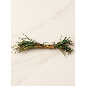 Handmade Peacock Feather Cinnamon Stick Boho Whimsical Brooch Pin OS